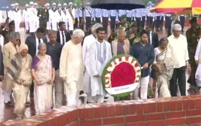স্মৃতিসৌধে ড. ইউনূসের নেতৃত্বে অন্তর্বর্তীকালীন সরকারের শ্রদ্ধা