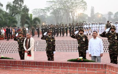 জাতীয় স্মৃতিসৌধে রাষ্ট্রপতি ও  প্রধানমন্ত্রীর শ্রদ্ধা